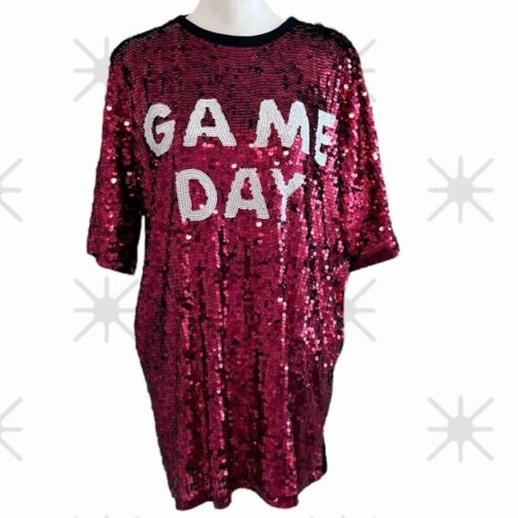 Sequin Game Day Why Dress Red and White - Picture 3 of 12